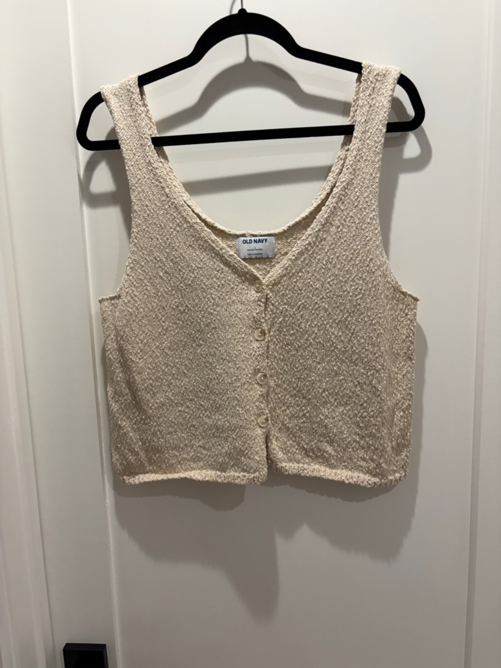 Old Navy Cream Bouclé Button-Front Sweater Tank